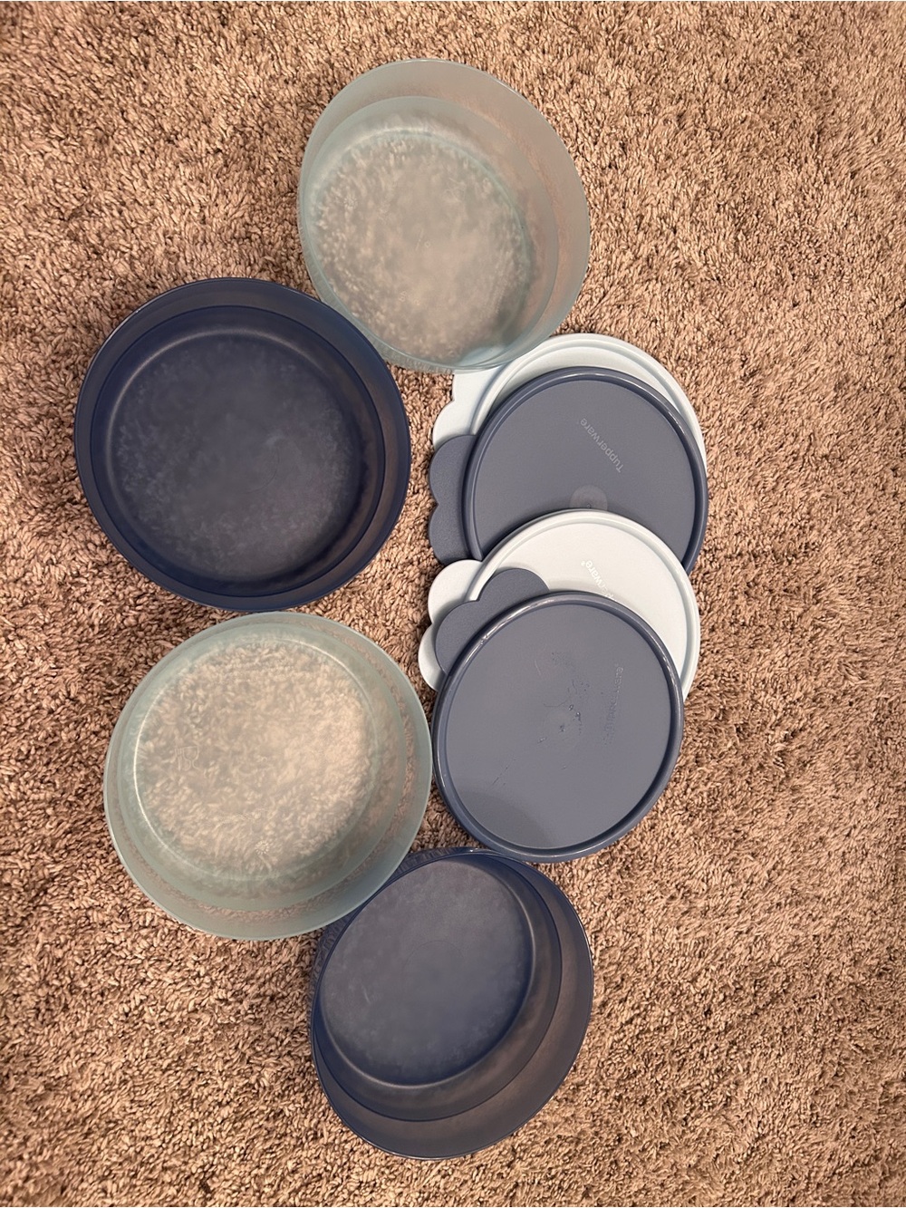 Tupperware® Classic Cereal Bowls w/Lids | Blue Set of 4, NEW